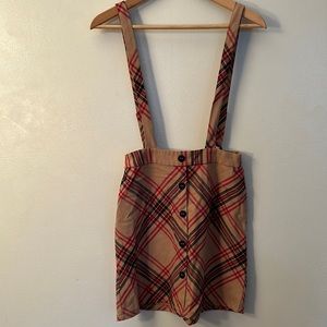 Plaid Overalls Skirt